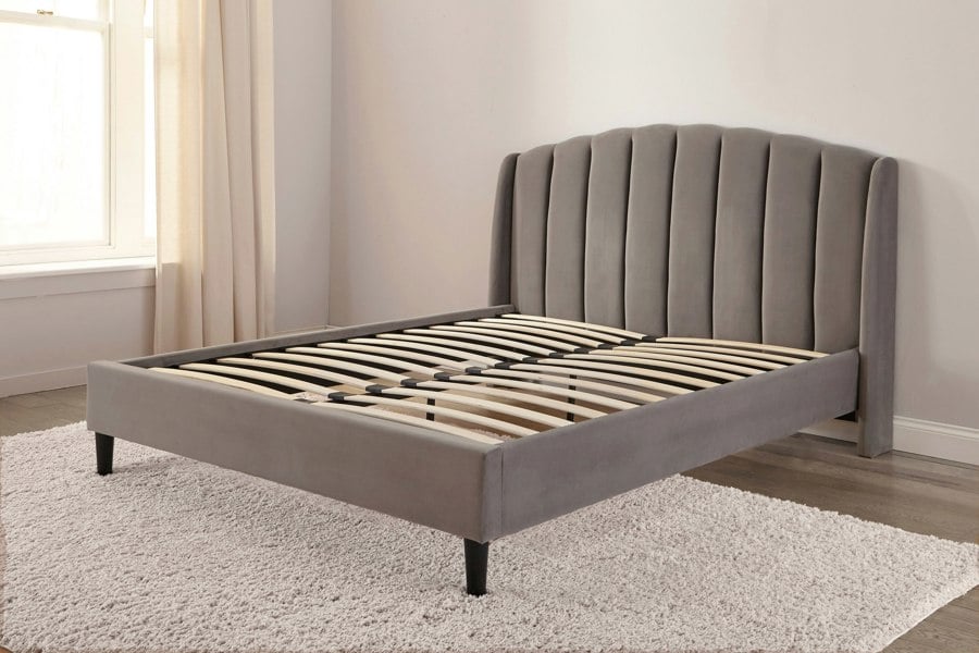 DS Living Aurelia Winged Grey Upholstered Bed Frame
