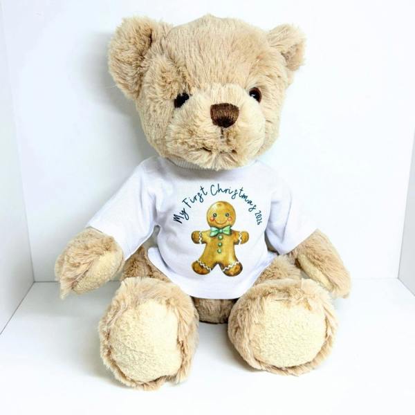Personalised 1st Christmas Gingerbread Teddy Bear, Baby First Christmas Gift