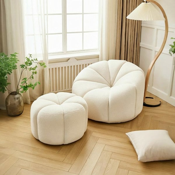 Grace Pumpkin Armchair, White Boucle-Ritconcept-Rit Concept
