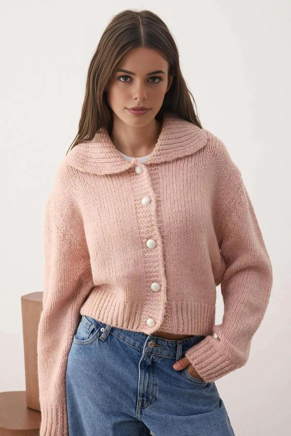 WOVCOR Oversize Crop Knit Cardigan