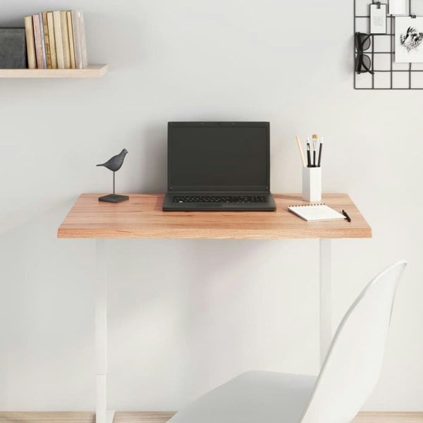 Berkfield Table Top Light Brown 80x50x2 cm Treated Solid Wood Oak