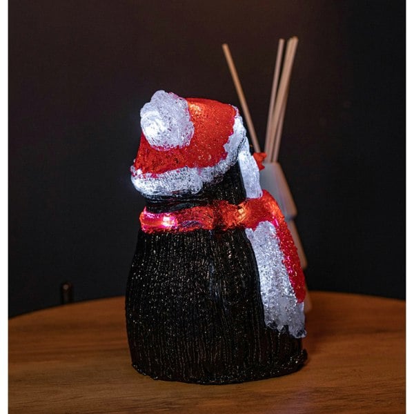 Samuel Alexander 20cm Battery Operated Light up Acrylic Christmas Penguin Decoration with 16 Ice White LEDs