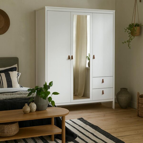 Wyld Haus Wildberry White 2 Doors Mirrored Wardrobe 2 Drawers