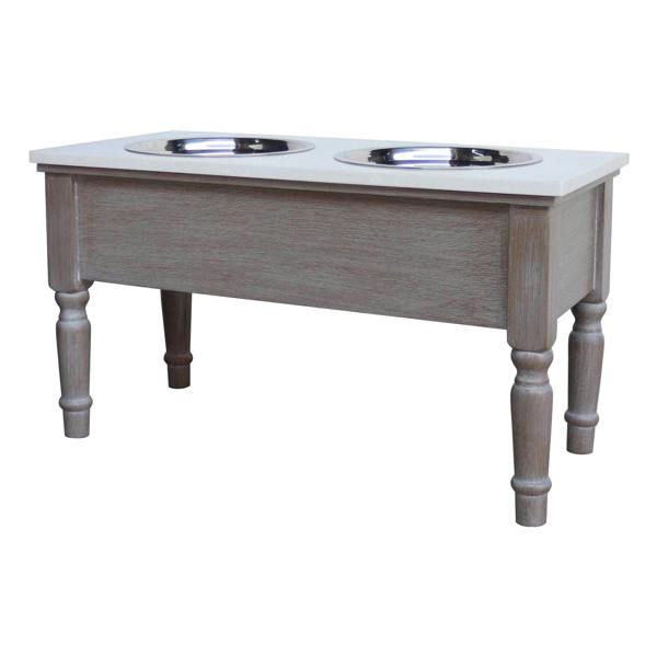 Hill Interiors Serene Collection Pet Feeder Table - Grey - 