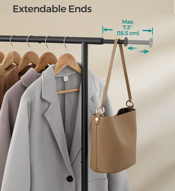 Modcraft Adjustable Clothes Rail in Ink Black and Sturdy Construction