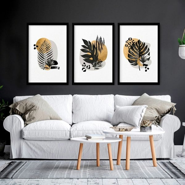 Unique wall art for living room | set of 3 framed wall art