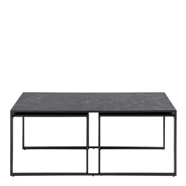 Furniture To Go Infinity Square/Coffee Table Setin Matt Black Set of 3