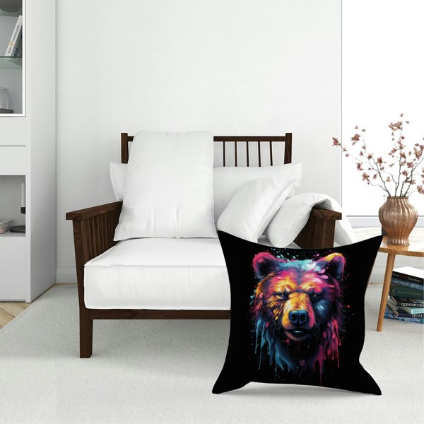 Warren Reed Splashart Bear Face Floor Cushion