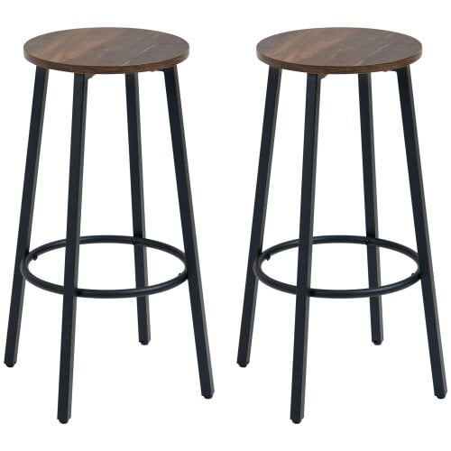 Wyld Haus Kabato Metal And Wood Rustic Brown Industrial Bar Stools Set Of 2 With Footrest