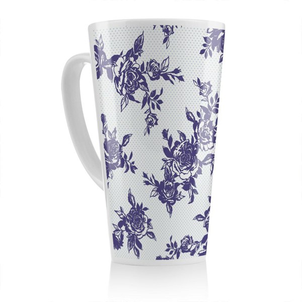 Benjamin Tate Design Roses Print On Polka Dots Latte Mug
