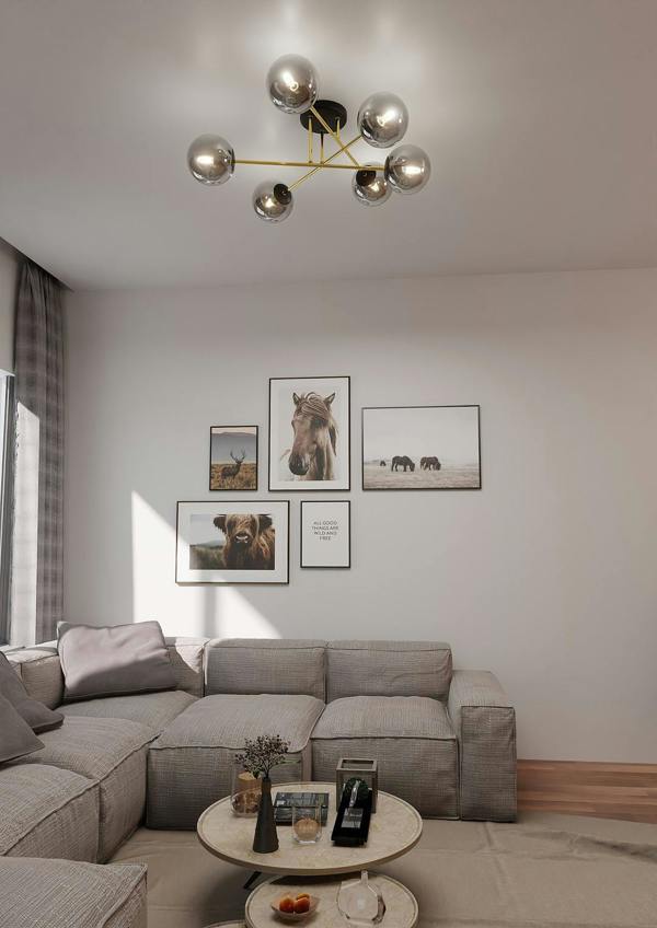 Emibig MAGNUM Ceiling lamp  2 x E14  Black, gold with Graphite Shade