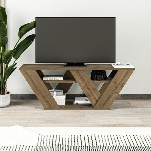 Decortie Pipralla Modern TV Stand Unit with Shelves for Up to 43" TVs 110cm