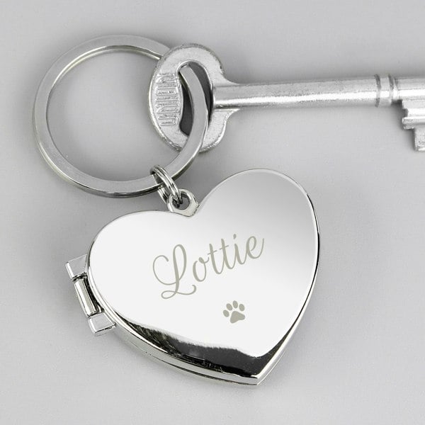 Personalised Memento Company Personalised Paw Print Heart Photo Frame Keyring