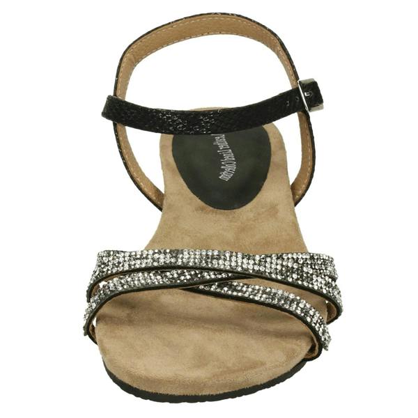 Savannah Ladies Leather Collection Flat Diamante Sandals