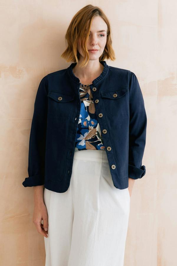 Lily & Me Seren Stretch Cotton Twill Jacket Navy