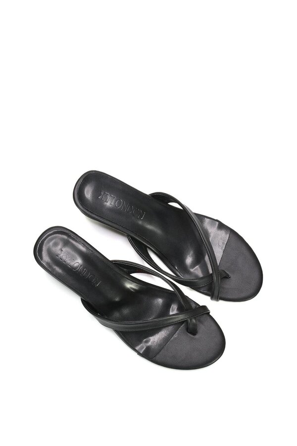 XY LONDON Mid Wedge Heel Sandal Mules With Toe Post