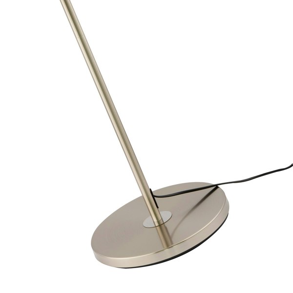 Classic Brushed Satin Nickel Floor Lamp with Metal Pull Switch and Cotton Shade Image 3