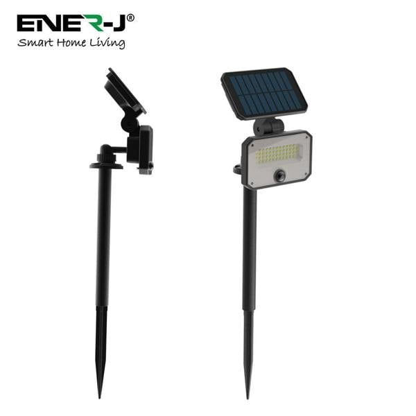 ENER-J 8W Solar LED Floodlight, PIR Motion Sensor Security Light, IP65 Waterproof, 6000K Daylight White for Garden, Garage & Entrance