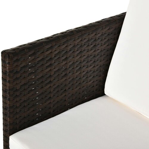 Wyld Haus Nevani Rattan Brown 2 Seater Cube Garden Dining Set With Armchairs Stools And Rectangular Glass Table