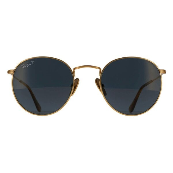 Ray-Ban Sunglasses RB8248 Round Titanium 9217T0 Brushed Gold Blue Mirror Gold Polarized