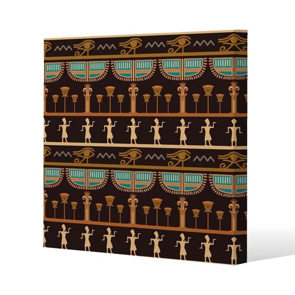 Benjamin Tate Design Orange & Black Hieroglyphs (Canvas Print)
