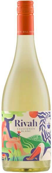 a bottle of Gill Estate Rivah Sauvignon Blanc Australian wine with a white background