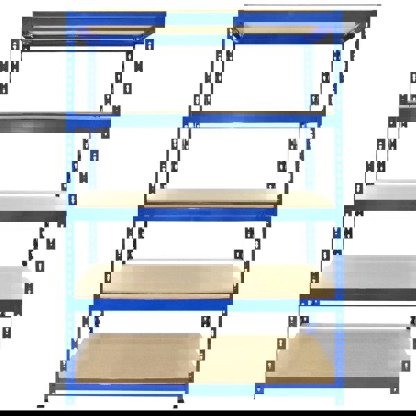 Monster Racking Q-Rax Blue Metal Shelving Units - 120cm x 180cm x 50cm