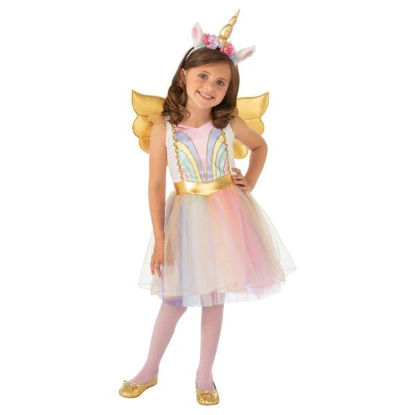 Bristol Novelty Girls Sparkling Unicorn Costume - Pink/Gold/Blue