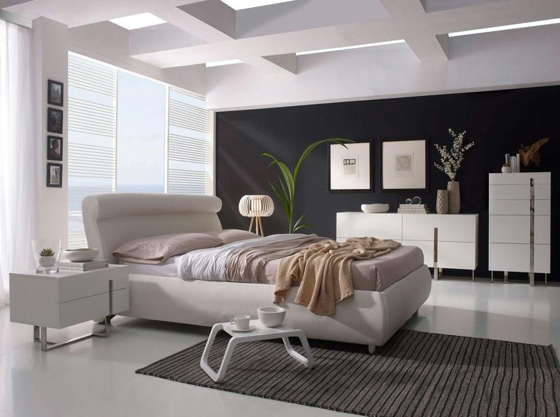 Angel Cerdá Bedside Table White Wood and Chrome Plated Steel 7003