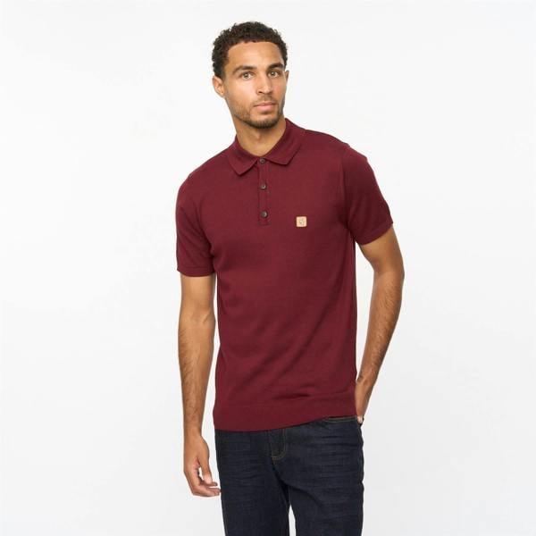 Gabicci V55GK04 Mens Jackson Short Sleeve Plain Knitted Three Button Polo Gabicci Vintage - MULBERRY