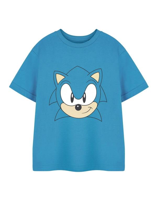 Sonic the Hedgehog Boys Blue Big Face Short Sleeved T-Shirt