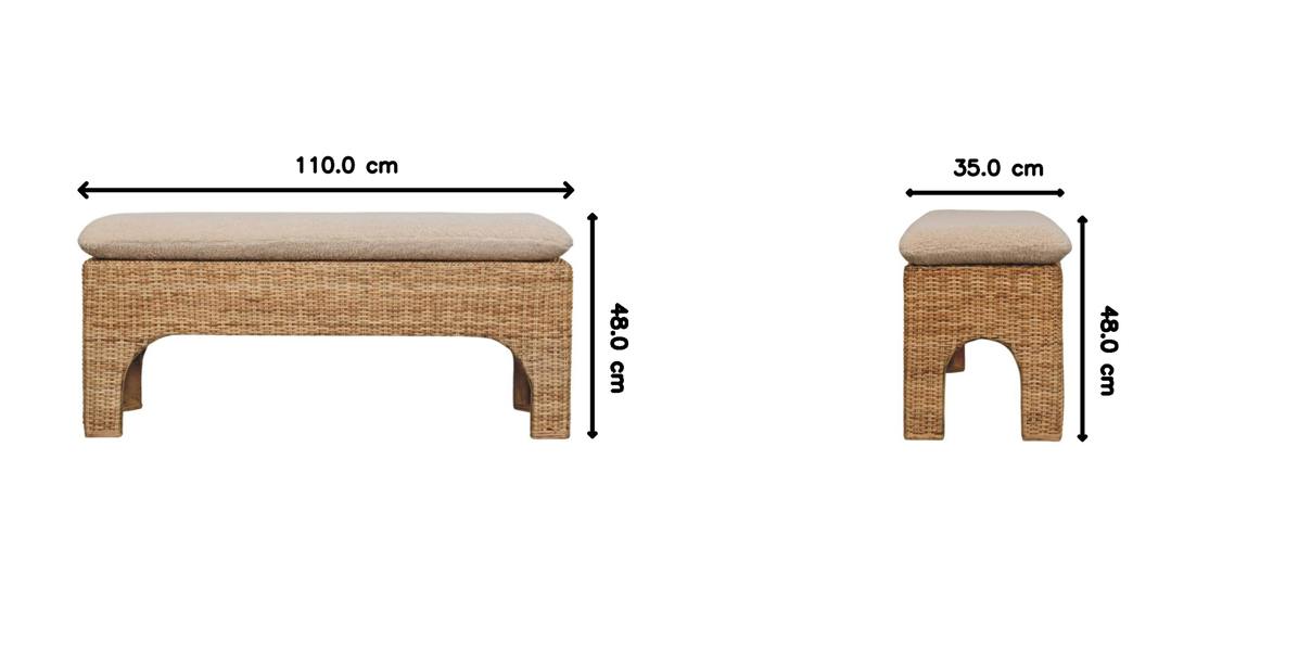 Artisan Furniture Solid Wood Rattan Harmony, Upholstered, Brown & Cream