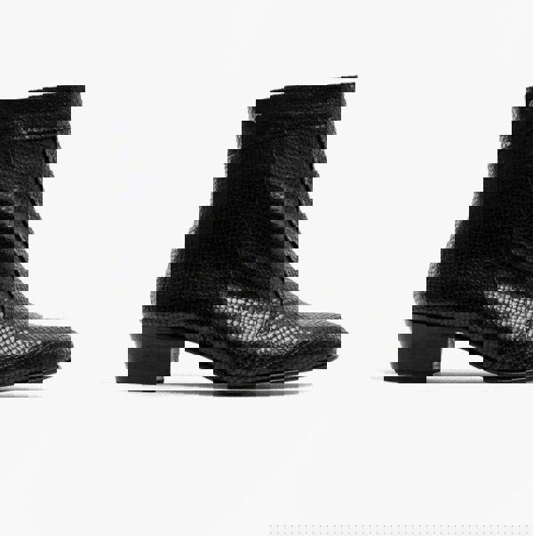 Club Cubano EMMANUEL Mens Snakeprint Leather Cuban Heel Boots Black