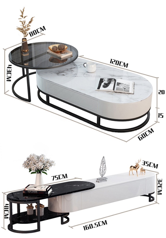 Weilai Concept Hagy Nesting Coffee Table Set, Sintered Stone