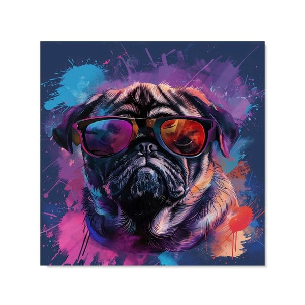 Warren Reed - Designer Vibrant Pug in Sunglasses Kitchen Splashback