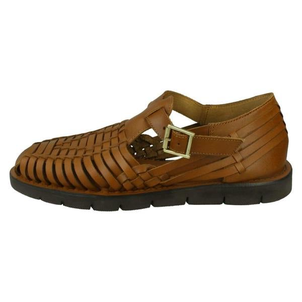 Leather Collection Mens Leather Collection Flat Weaved Sandals A0051