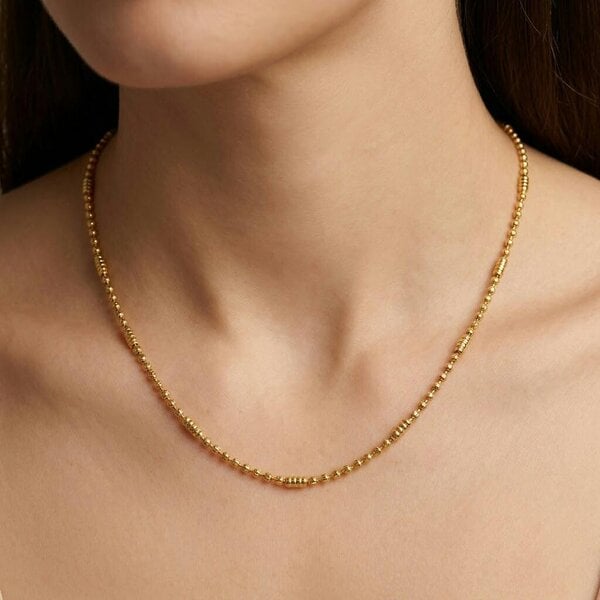 The Colourful Aura Graduated Gold Ball Bead Chain Necklace