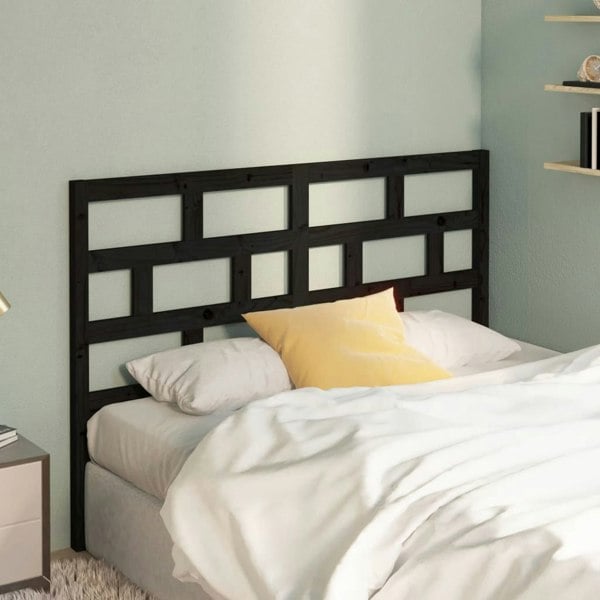 Berkfield Bed Headboard Black 156x4x100 cm Solid Wood Pine