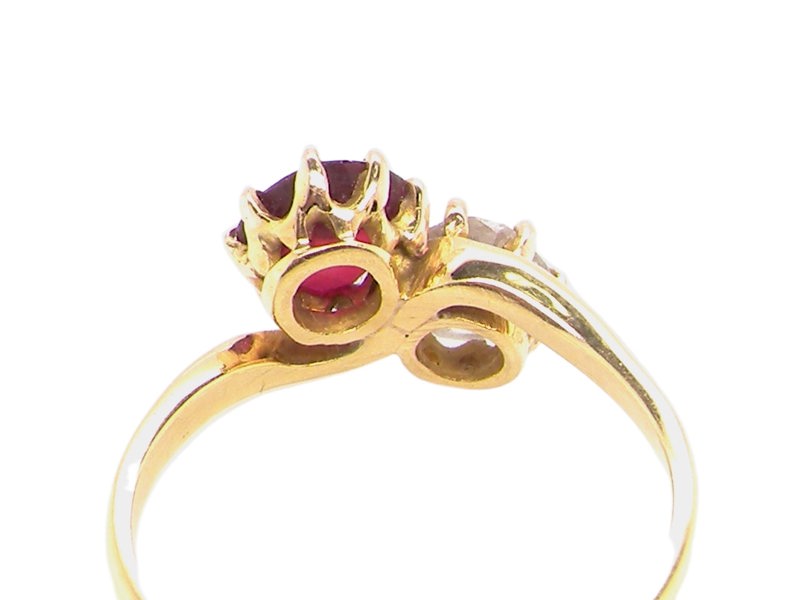 Vintage Tom A fine ruby and diamond two stone diamond ring