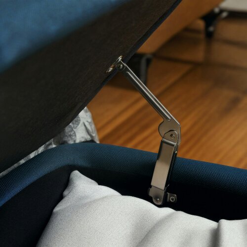 Wyld Haus Sudina Linen Look Rectangle Dark Blue Storage Ottoman