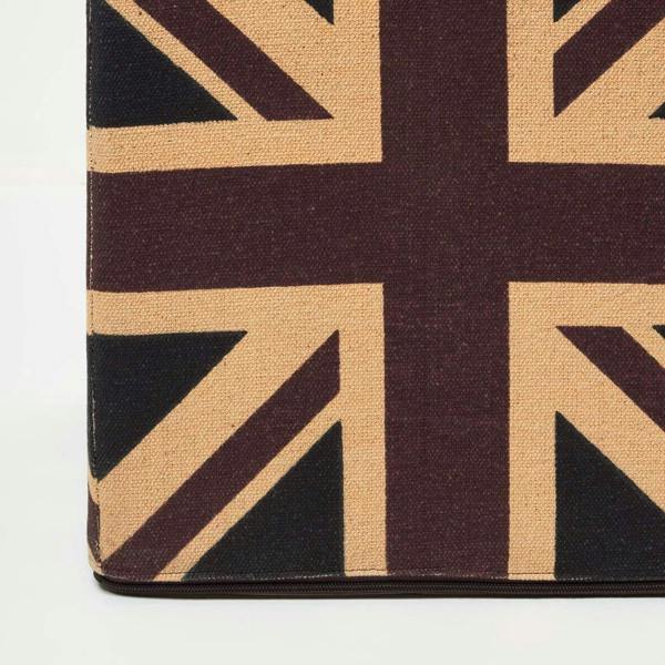 HOMESCAPES Cotton Cube Pouffe Vintage Union Jack - 36 x 36 x 38 cm