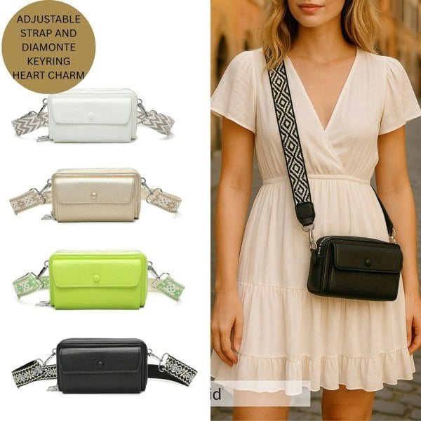 Love EMVY City Collection Crossbody Purse Bag with Diamante Charm