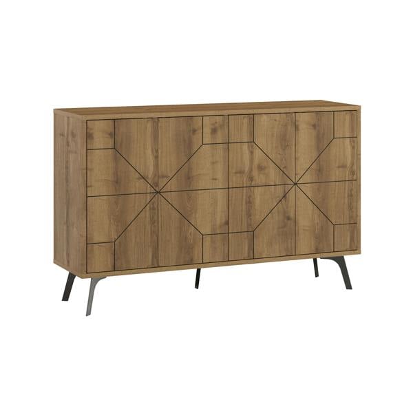 Decortie Dune Geometric 4 Door Sideboard with Metal Legs (W) 123cm