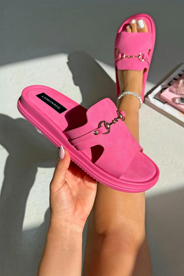 Love Lemonade Comfort Heritage Sliders Hot Pink
