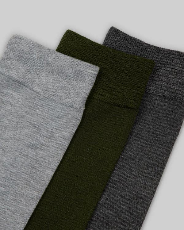 Steel & Jelly 3 Pack Grey, Olive & Charcoal Bamboo Blend Socks
