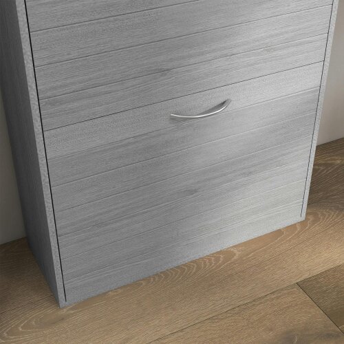 Wyld Haus Makahi Grey Wood Effect Shoe Cabinet Flip Drawer Storage for 12 Pairs