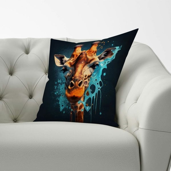 Warren Reed Blue Giraffe Face Splashart Cushions