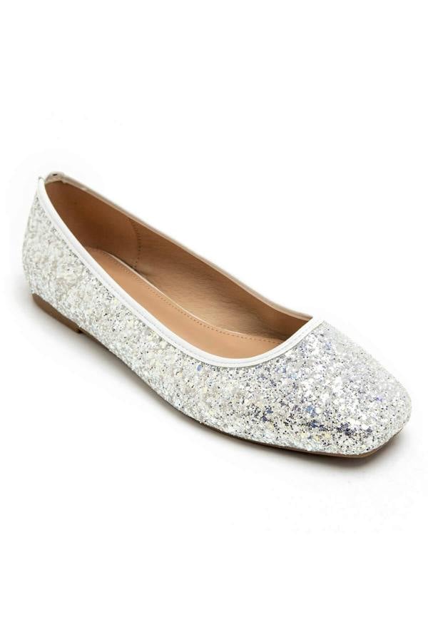 Love Lemonade Sparkly Glitter Dolly Shoes Glow White