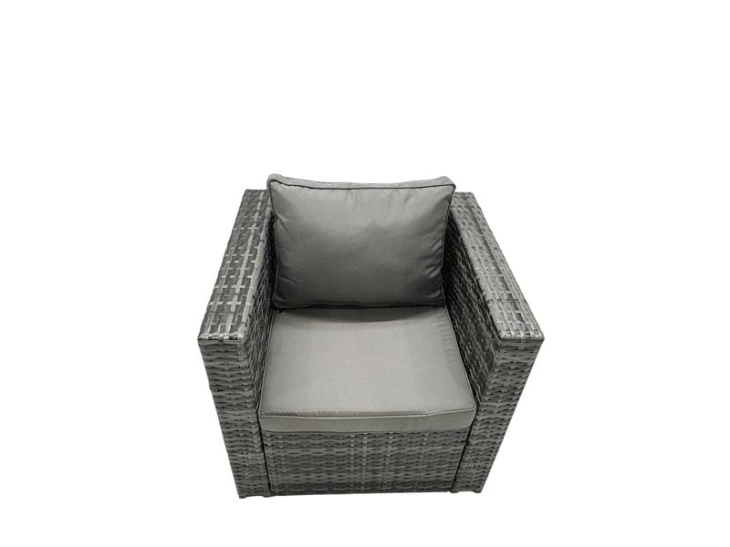 Fimous Outdoor Dining Table Sofa Armchair Set with Side Table Garden Furniture Set Dark Grey Mixed