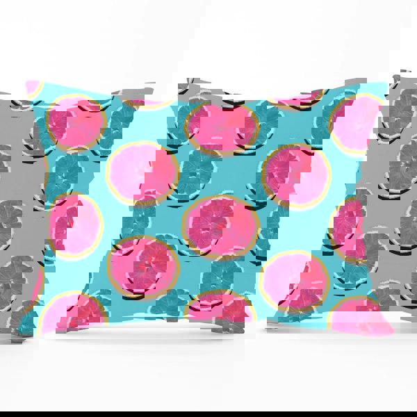 Warren Reed Fruity Pattern Of Pink Grapefruit Cushions